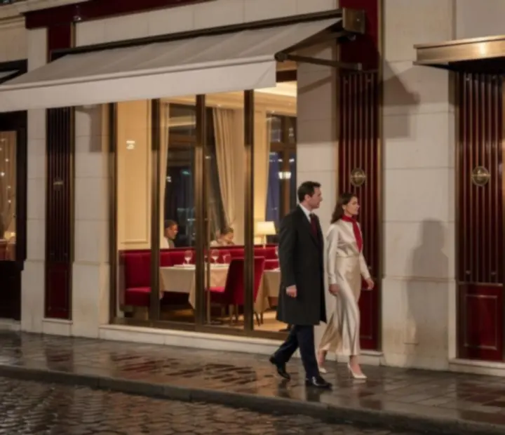 Façade d'Atelier Cerise un soir, lumière tamisée et ambiance chaleureuse