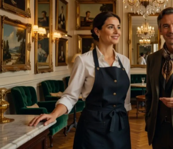 Les fondateurs d'Atelier Cerise, la cheffe et l'amateur d'art, dans le restaurant