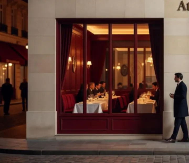 Façade d'Atelier Cerise de nuit, restaurant parisien chaleureux